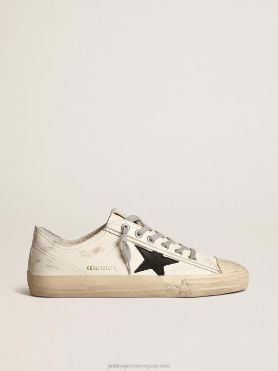 hombres Zapatillas deportivas v-star de napa color hueso con estrella de nubuck negroGolden Goose 02H6668