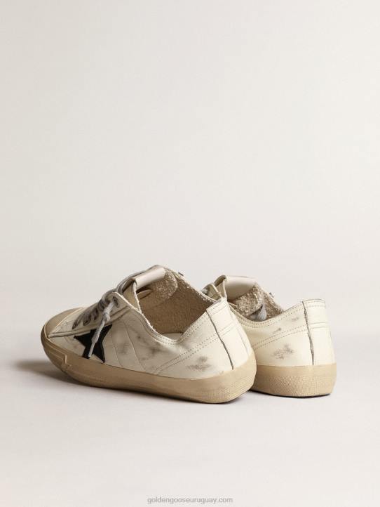 hombres Zapatillas deportivas v-star de napa color hueso con estrella de nubuck negroGolden Goose 02H6668