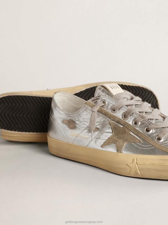 hombres Zapatillas deportivas v-star ltd de piel plateada metalizada con estrella de ante gris hieloGolden Goose 02H6637