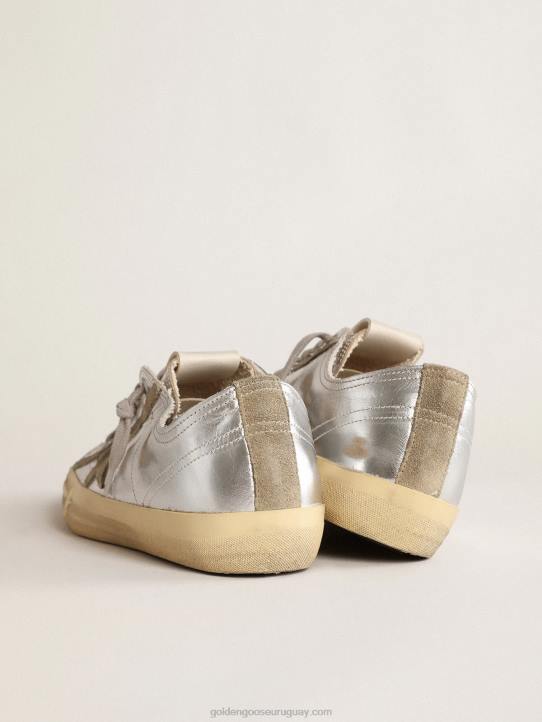hombres Zapatillas deportivas v-star ltd de piel plateada metalizada con estrella de ante gris hieloGolden Goose 02H6637