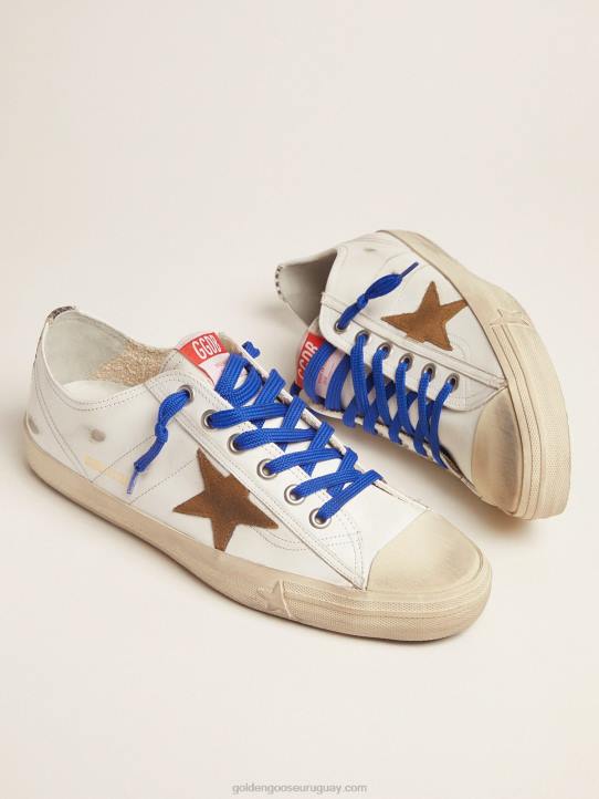 hombres zapatillas v-star ltd con tira vertical con estampado de serpiente y cordones azulesGolden Goose 02H6578