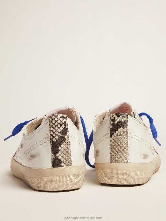 hombres zapatillas v-star ltd con tira vertical con estampado de serpiente y cordones azulesGolden Goose 02H6578