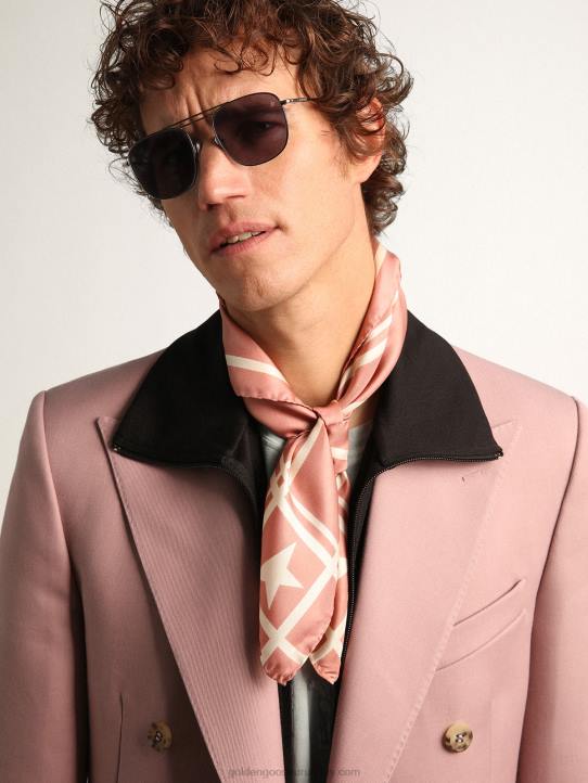 mujer Pañuelo de la colección rosa antiguo con estrellas y rayas blancas a contrasteGolden Goose 02H6294