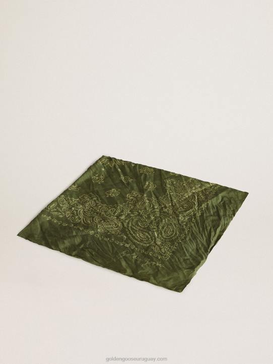 mujer bufanda color pesto con estampado de cachemira de puntosGolden Goose 02H6356