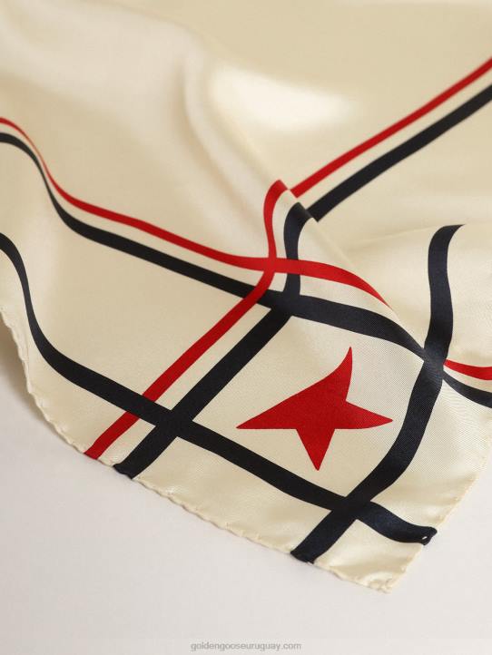 mujer bufanda de la colección en color blanco con estrellas y rayas en contrasteGolden Goose 02H6307