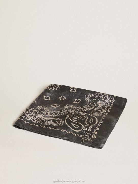mujer bufanda de la colección en gris antracita con estampado paisleyGolden Goose 02H6391