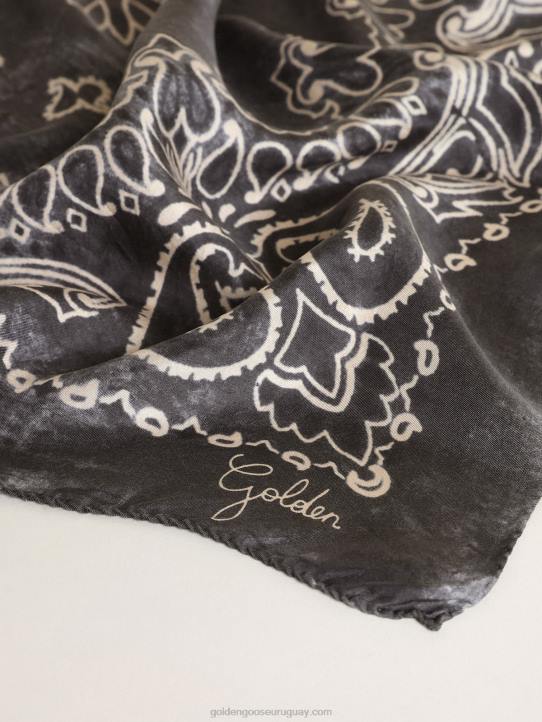 mujer bufanda de la colección en gris antracita con estampado paisleyGolden Goose 02H6391