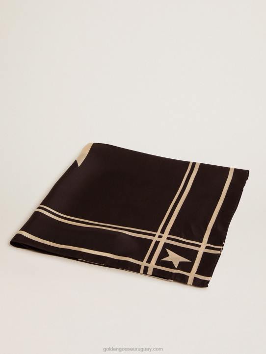 mujer bufanda de la colección en negro con rayas y estrellas blancas en contrasteGolden Goose 02H6301