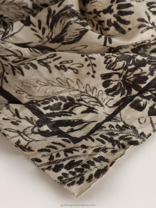 mujer pañuelo blanco hueso con estampado de toile de jouy en contrasteGolden Goose 02H6355