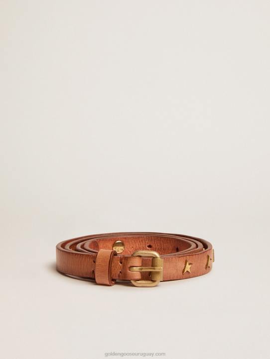 mujer cinturón de cuero marrón molly con tachuelas en forma de estrellaGolden Goose 02H6388