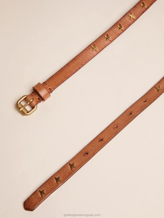 mujer cinturón de cuero marrón molly con tachuelas en forma de estrellaGolden Goose 02H6388