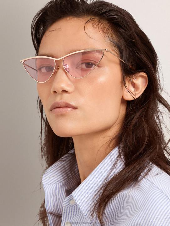 mujer Gafas de sol estilo ojo de gato scarlett con montura en oro rosa y lentes rosasGolden Goose 02H6321