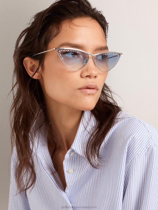 mujer Gafas de sol estilo ojo de gato scarlett con montura plateada y cristalesGolden Goose 02H6312