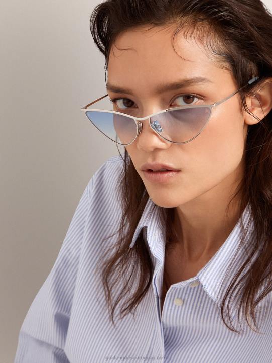 mujer Gafas de sol tipo ojo de gato scarlett con montura plateada y lentes azulesGolden Goose 02H6311