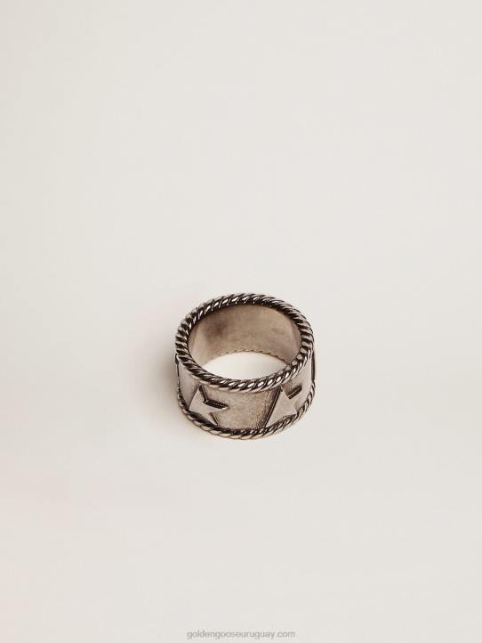 mujer Anillo de banda de la colección Timeless Jewelmates en color plata envejecida.Golden Goose 02H6322