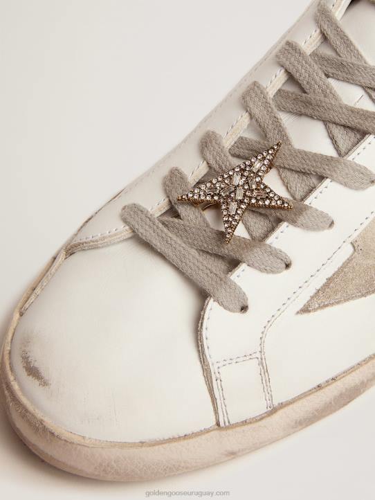 mujer Cierre de encaje en forma de estrella en color oro viejo con cristales decorativosGolden Goose 02H6395