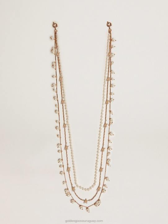 mujer collar de la colección heritage jewelmates con cuatro cadenas en color oro viejo con cuentas y estrellasGolden Goose 02H6406