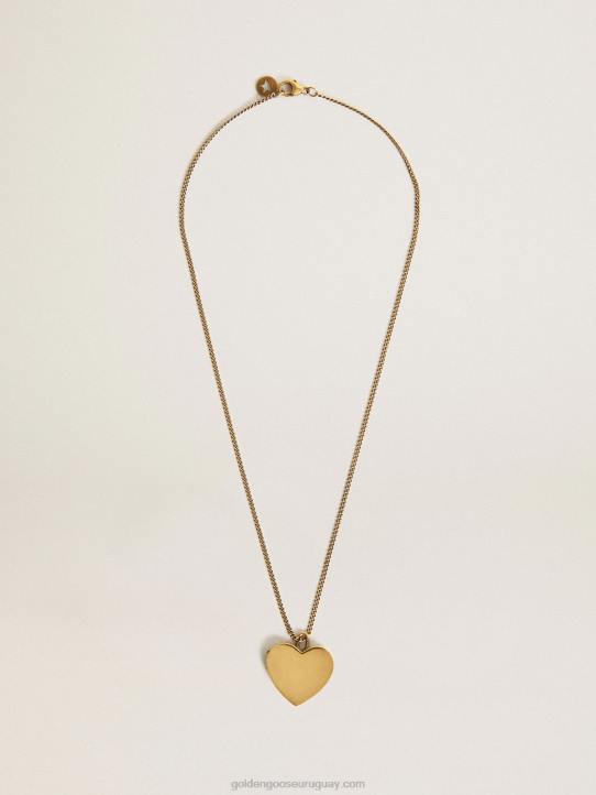 mujer collar en color oro viejo con dijes de corazónGolden Goose 02H6351