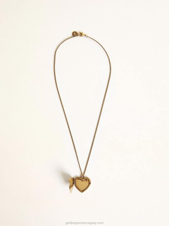 mujer collar en color oro viejo con dijes de corazónGolden Goose 02H6351