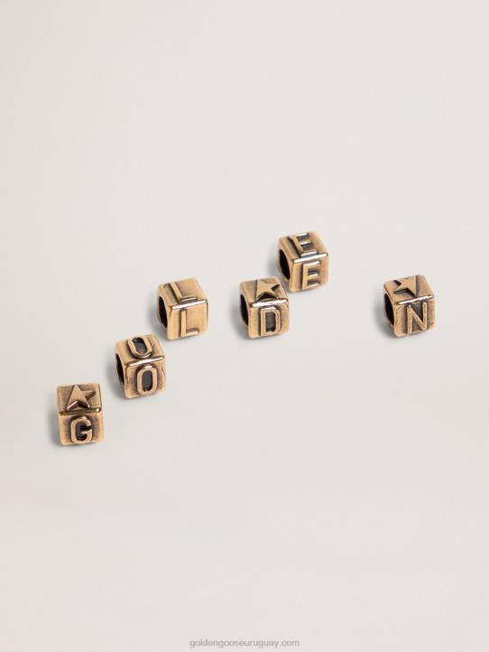 mujer mensajes colección jewelmates charms cúbicos en color oro viejo con letras del abecedarioGolden Goose 02H6297
