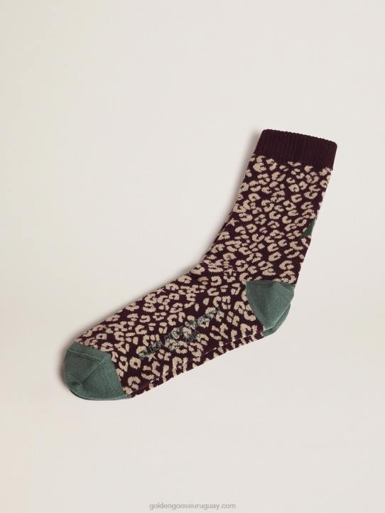 mujer calcetines animal print con base de moras y detalles verde militarGolden Goose 02H6339