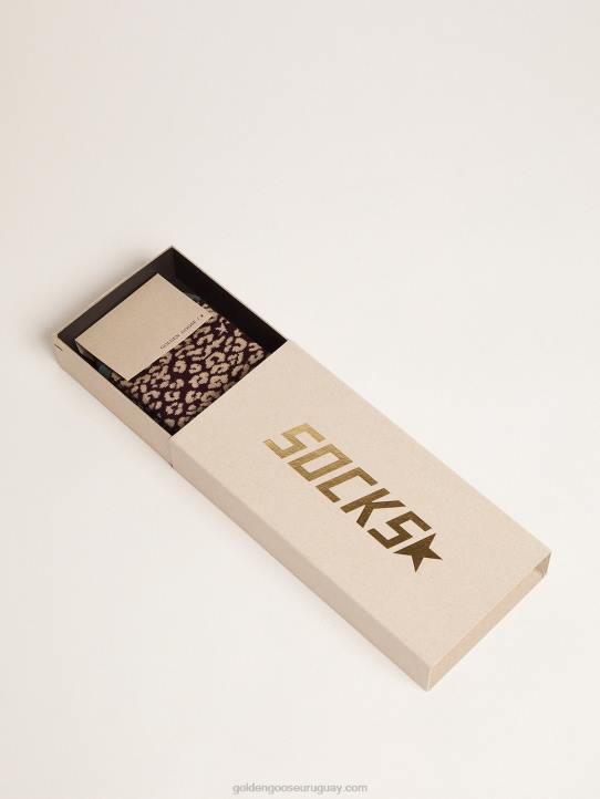 mujer calcetines animal print con base de moras y detalles verde militarGolden Goose 02H6339