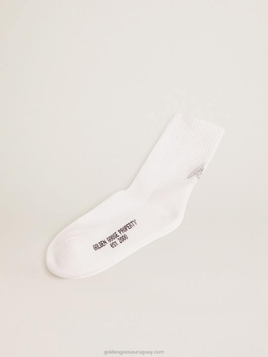 mujer calcetines blancos con estrella de cristal en la espaldaGolden Goose 02H6349