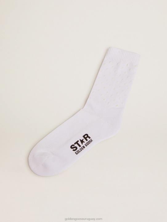 mujer calcetines blancos con logo y estrellas 3d en contrasteGolden Goose 02H6337