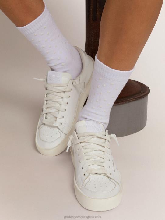 mujer calcetines blancos con logo y estrellas 3d en contrasteGolden Goose 02H6337