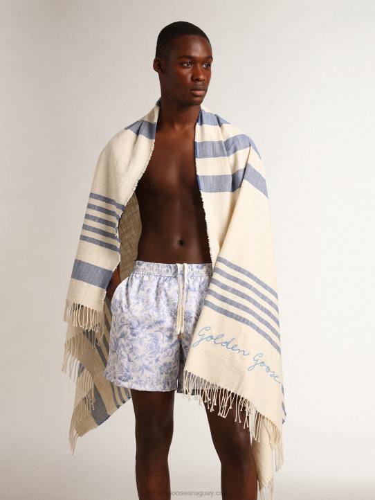 mujer Toalla de playa de algodón colección resort con rayas azules y flecosGolden Goose 02H6302