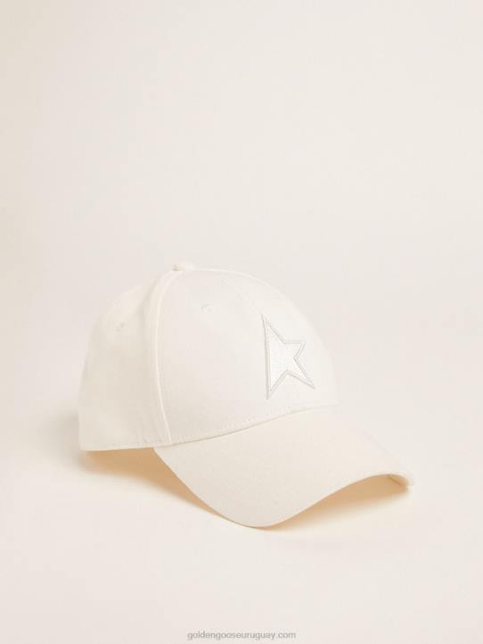 mujer gorra de béisbol papiro blanco con estrellaGolden Goose 02H6379