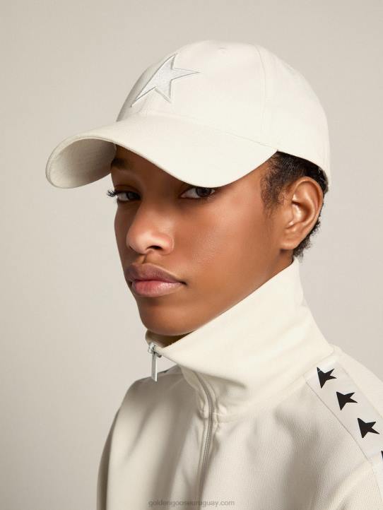 mujer gorra de béisbol papiro blanco con estrellaGolden Goose 02H6379