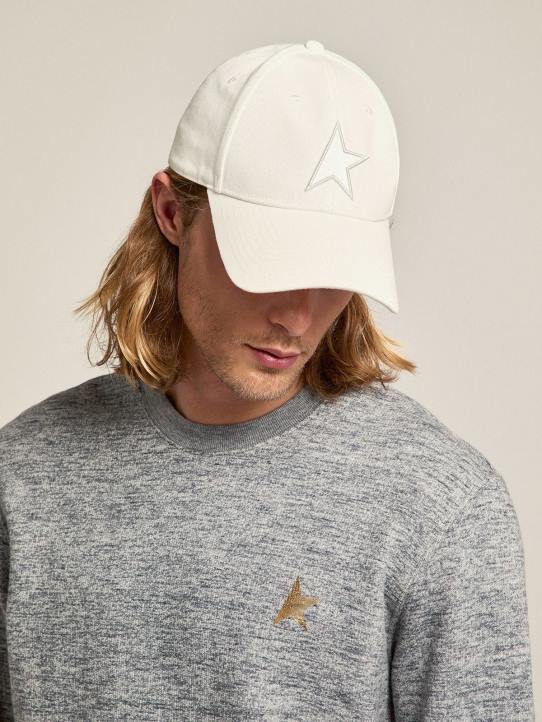mujer gorra de béisbol papiro blanco con estrellaGolden Goose 02H6379