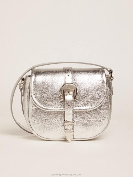 mujer bolso rodeo pequeño de piel laminada plateadaGolden Goose 02H6472