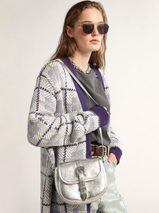 mujer bolso rodeo pequeño de piel laminada plateadaGolden Goose 02H6472