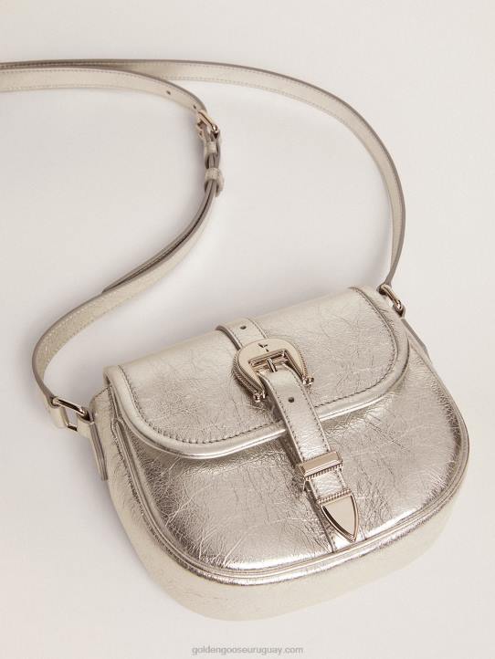mujer bolso rodeo pequeño de piel laminada plateadaGolden Goose 02H6472