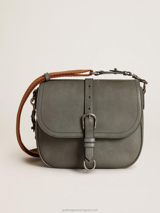 mujer bolso sally mediano de piel gris piedra con hebilla y bandolera en contrasteGolden Goose 02H6450