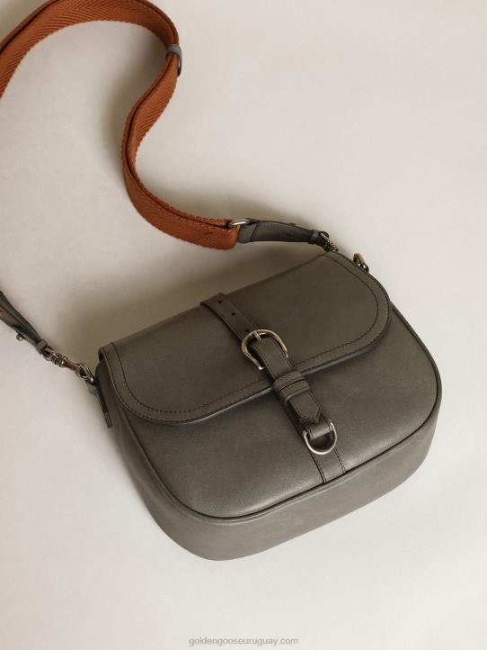 mujer bolso sally mediano de piel gris piedra con hebilla y bandolera en contrasteGolden Goose 02H6450