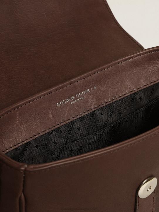 mujer bolso sally pequeño de piel marrón oscuro con hebilla y bandolera en contrasteGolden Goose 02H6443