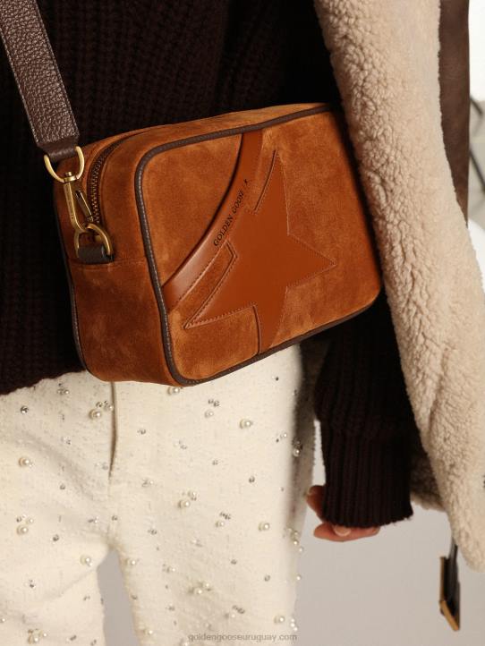 mujer Bolso estrella de ante color tabaco con estrella de piel tono sobre tonoGolden Goose 02H6486