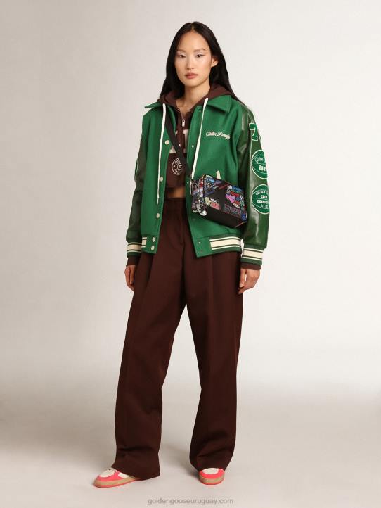 mujer Bolso estrella de piel martillada negra con estrella de piel negra y estampado all over multicolorGolden Goose 02H6448