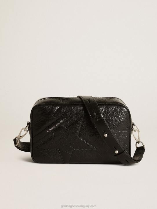 mujer Bolso estrella de piel negra brillante con estrella tono sobre tonoGolden Goose 02H6488