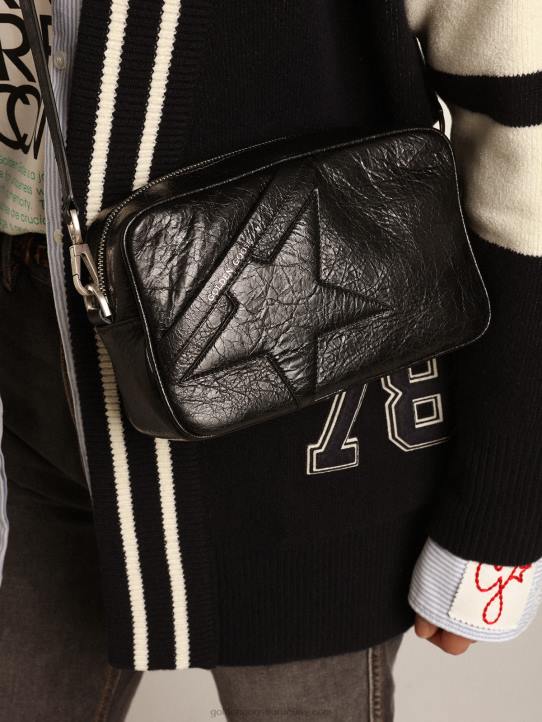 mujer Bolso estrella de piel negra brillante con estrella tono sobre tonoGolden Goose 02H6488
