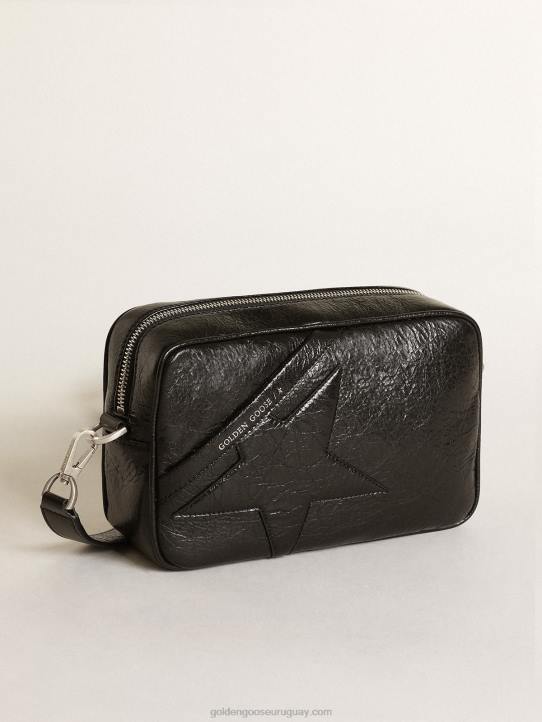 mujer Bolso estrella de piel negra brillante con estrella tono sobre tonoGolden Goose 02H6488