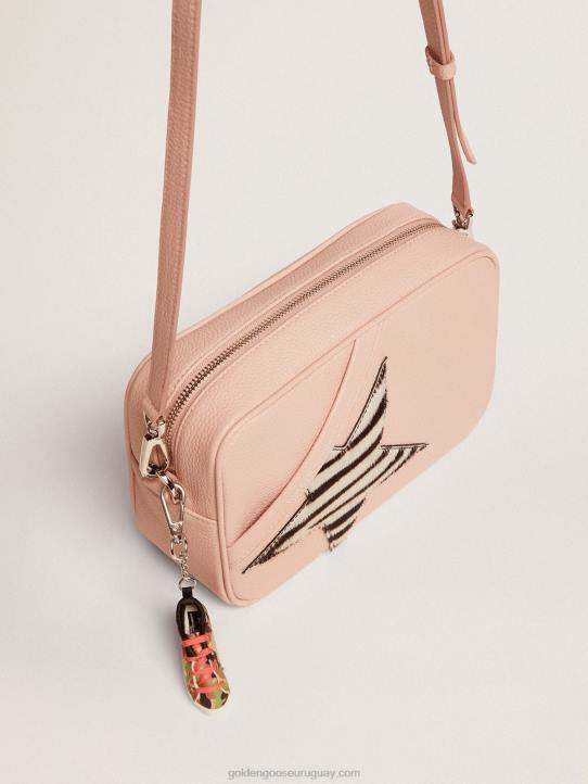 mujer bolso star de piel rosa con estrella de piel de potro con estampado de cebraGolden Goose 02H6468