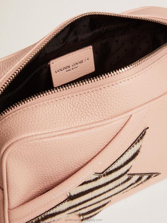 mujer bolso star de piel rosa con estrella de piel de potro con estampado de cebraGolden Goose 02H6468