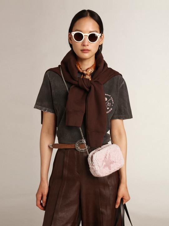 mujer bolso mini estrella de borrego rosa con estrella de anteGolden Goose 02H6447
