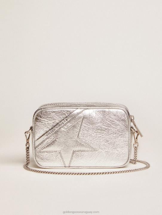 mujer bolso mini estrella de piel laminada plateada con estrella tono sobre tonoGolden Goose 02H6481