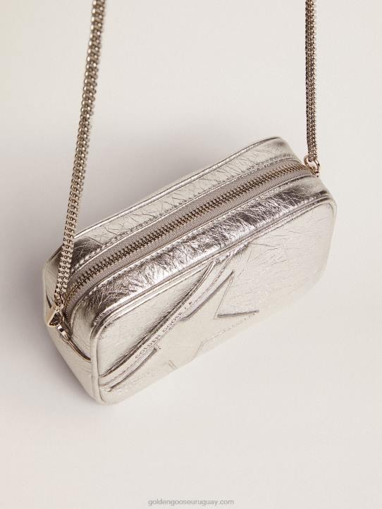 mujer bolso mini estrella de piel laminada plateada con estrella tono sobre tonoGolden Goose 02H6481