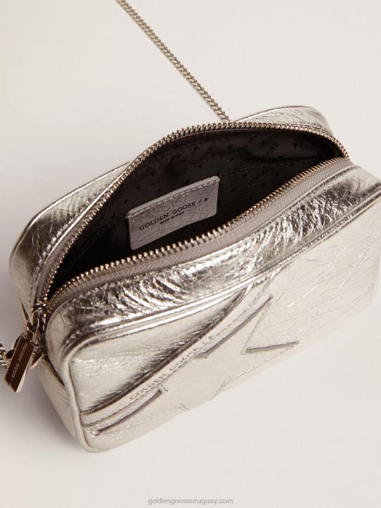 mujer bolso mini estrella de piel laminada plateada con estrella tono sobre tonoGolden Goose 02H6481